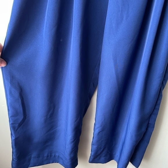 Halston wide leg high waisted belted blue paper bag cropped pants NWT small - Picture 5 of 12